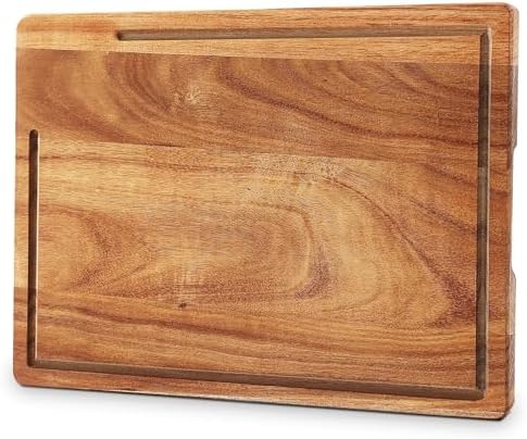 Planche à découper Acacia américaine avec pieds antidérapants - Idéale pour la cuisine, convient aux légumes et viande -