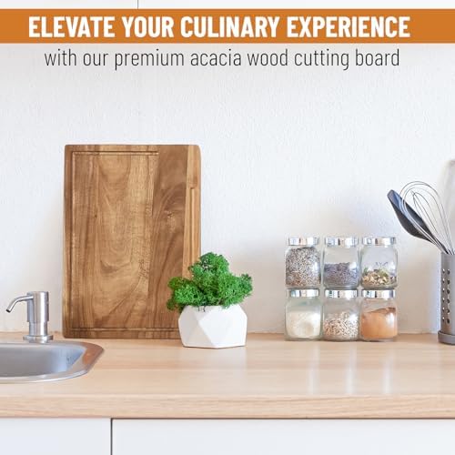 Planche à découper Acacia américaine avec pieds antidérapants - Idéale pour la cuisine, convient aux légumes et viande -