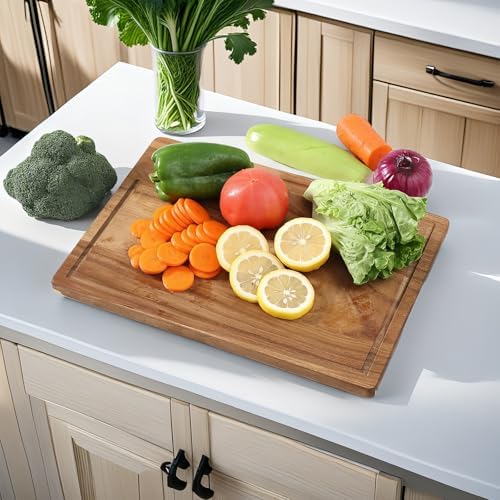 Planche à découper Acacia américaine avec pieds antidérapants - Idéale pour la cuisine, convient aux légumes et viande -